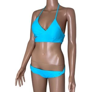 YOINS bikini top & bottom cross over top cheeky bottoms NEW SZ M Swimsuit aqua
